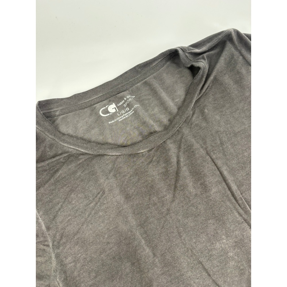 Cable &‎ Gauge Sport Black Slub Knit T Shirt Top Women L G G V Neck Casual
